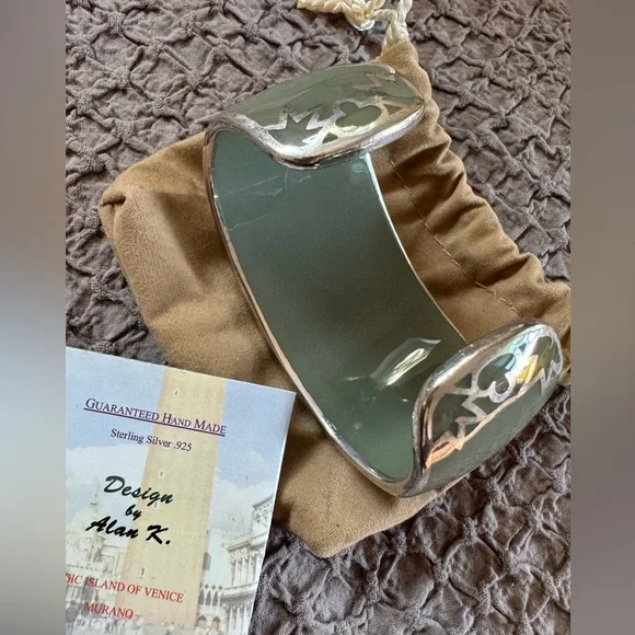 Fun Murano glass and 925 sterling silver cuff bracelet by Alan K - Picture 3 of 8